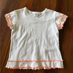 Luigi Kids White Tee with Orange Ruffle Trim